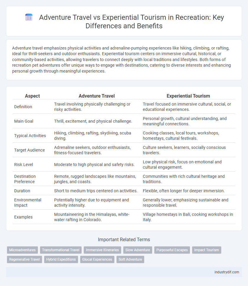 Adventure Travel vs Experiential Tourism in Recreation: Key Differences and Benefits