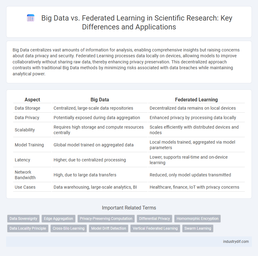 Big Data vs. Federated Learning in Scientific Research: Key Differences and Applications