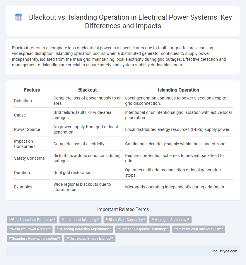 Blackout vs. Islanding Operation in Electrical Power Systems: Key Differences and Impacts