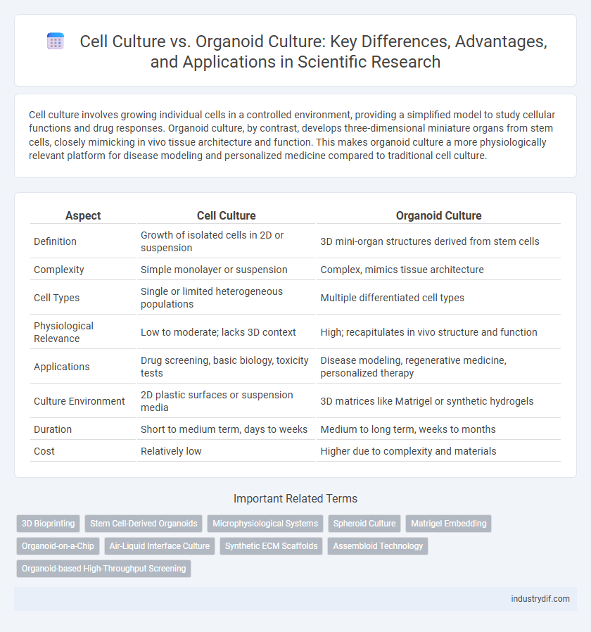 Cell Culture vs. Organoid Culture: Key Differences, Advantages, and Applications in Scientific Research
