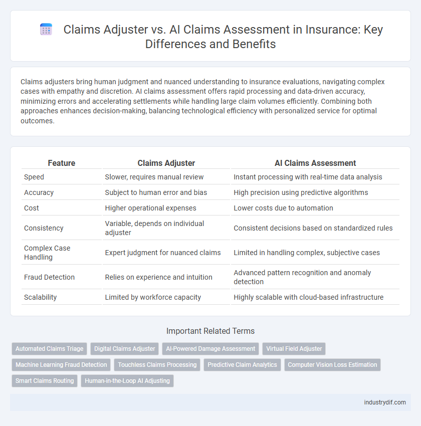 Claims Adjuster vs. AI Claims Assessment in Insurance: Key Differences and Benefits