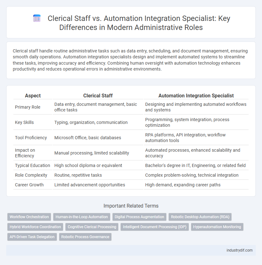 Clerical Staff vs. Automation Integration Specialist: Key Differences in Modern Administrative Roles