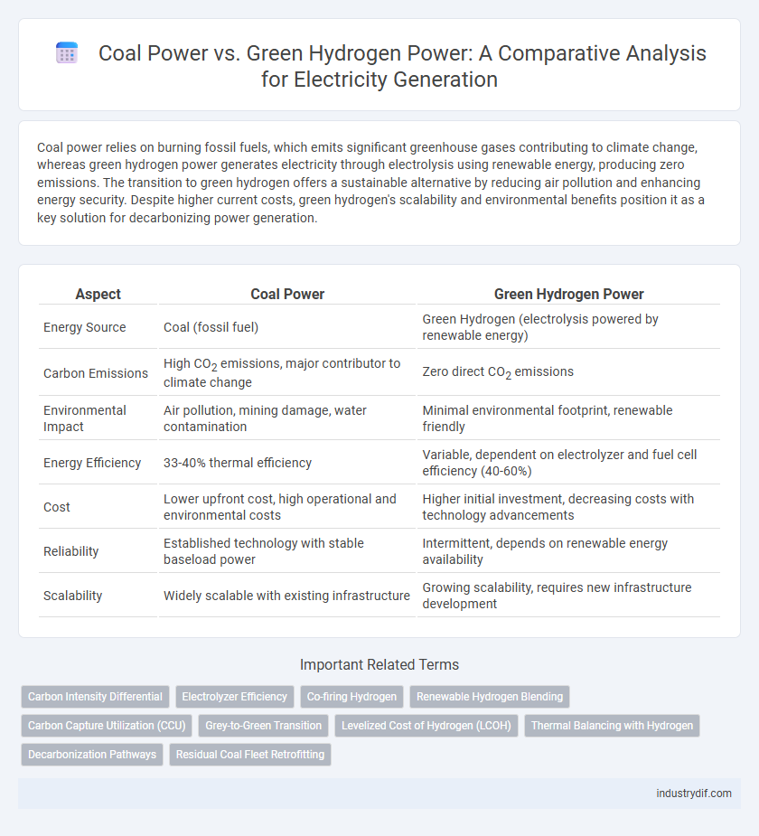 Coal Power vs. Green Hydrogen Power: A Comparative Analysis for Electricity Generation