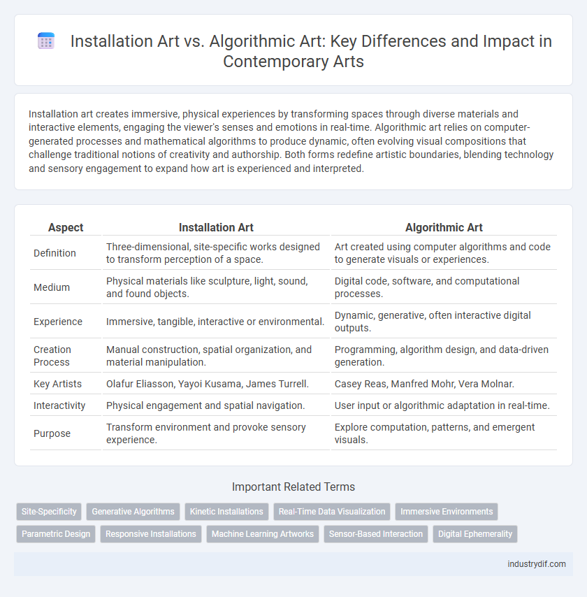 Installation Art vs. Algorithmic Art: Key Differences and Impact in Contemporary Arts