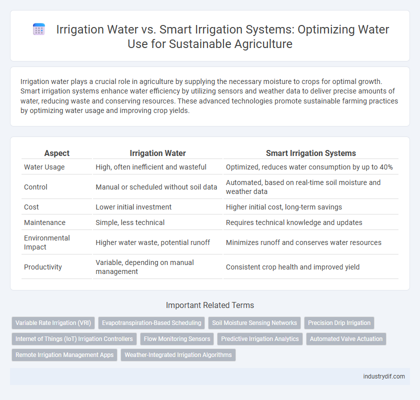 Irrigation Water vs. Smart Irrigation Systems: Optimizing Water Use for Sustainable Agriculture