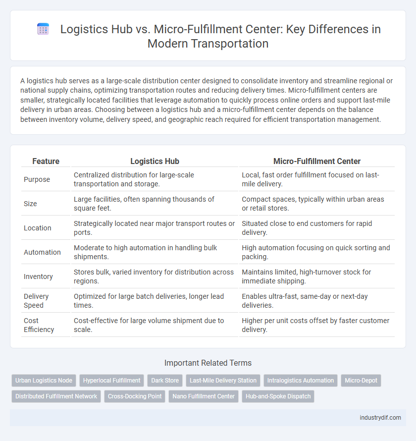 Logistics Hub vs. Micro-Fulfillment Center: Key Differences in Modern Transportation