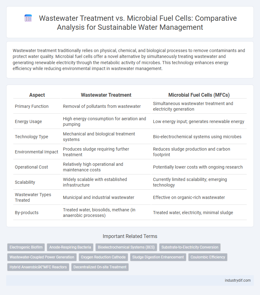 Wastewater Treatment vs. Microbial Fuel Cells: Comparative Analysis for Sustainable Water Management