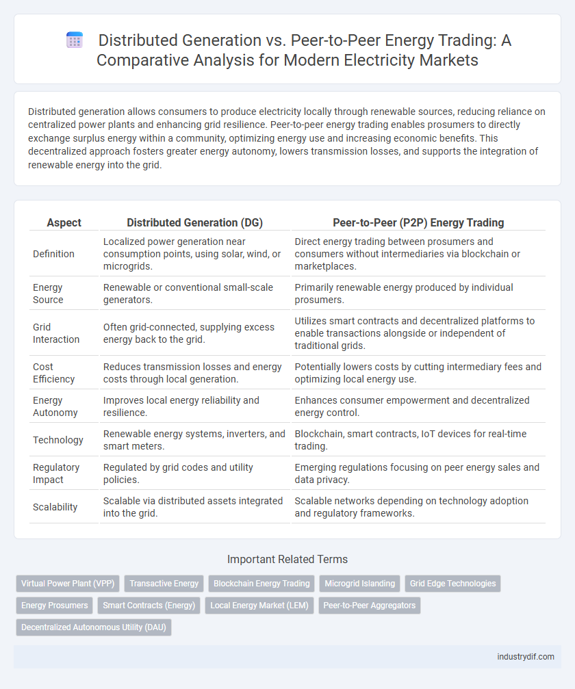 Distributed Generation vs. Peer-to-Peer Energy Trading: A Comparative Analysis for Modern Electricity Markets