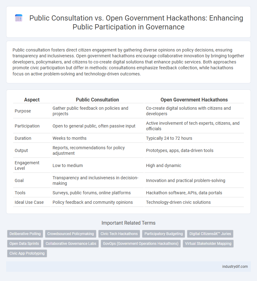 Public Consultation vs. Open Government Hackathons: Enhancing Public Participation in Governance