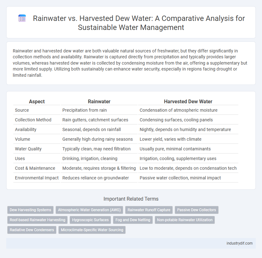 Rainwater vs. Harvested Dew Water: A Comparative Analysis for Sustainable Water Management