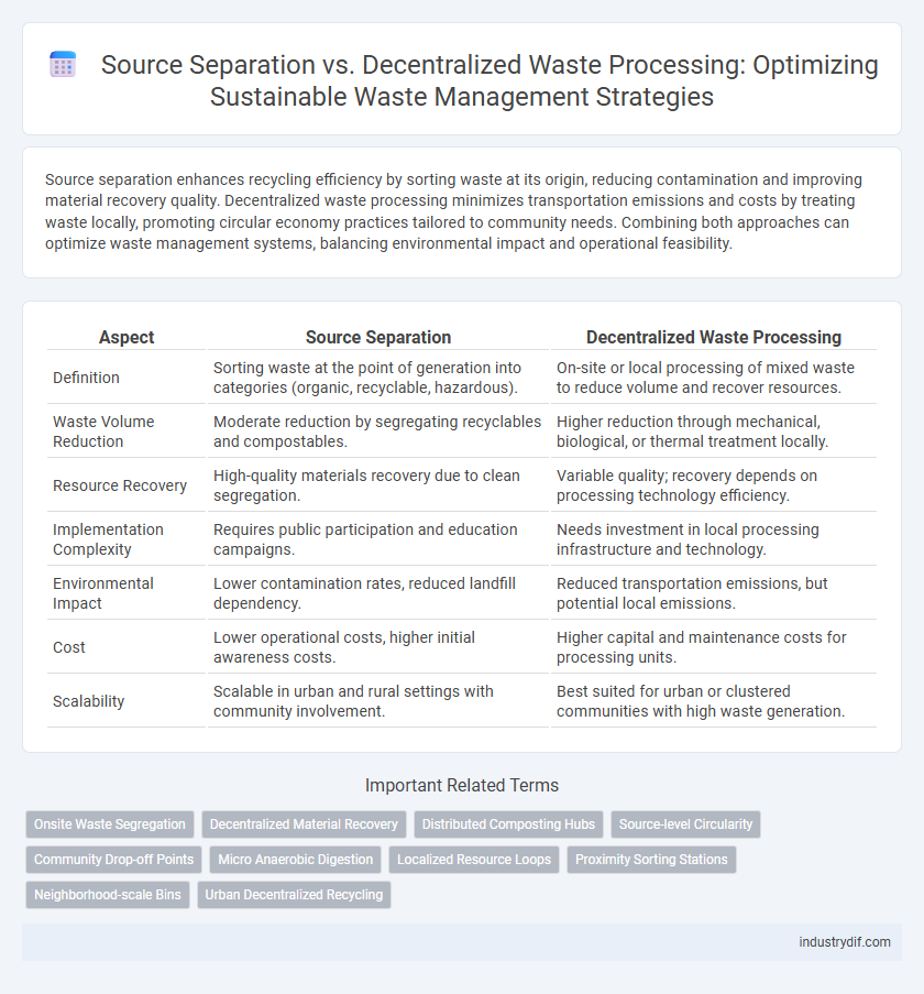 Source Separation vs. Decentralized Waste Processing: Optimizing Sustainable Waste Management Strategies