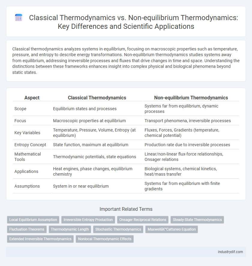 Classical Thermodynamics vs. Non-equilibrium Thermodynamics: Key Differences and Scientific Applications