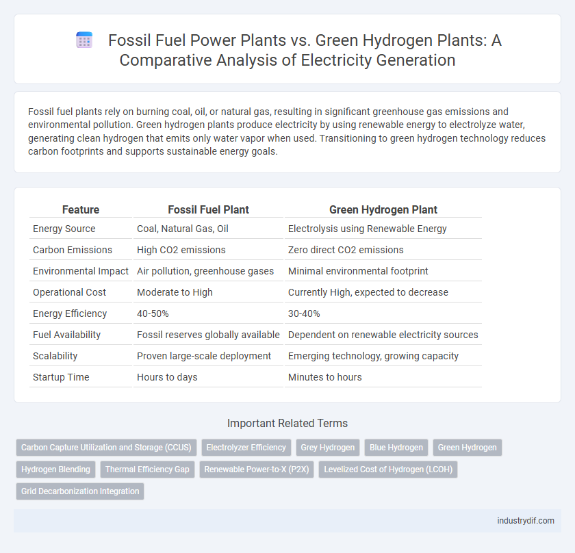 Fossil Fuel Power Plants vs. Green Hydrogen Plants: A Comparative Analysis of Electricity Generation