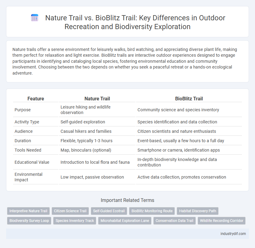 Nature Trail vs. BioBlitz Trail: Key Differences in Outdoor Recreation and Biodiversity Exploration