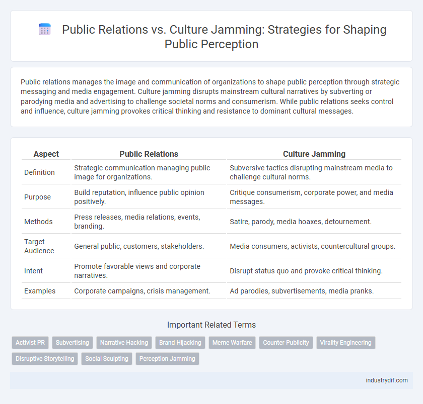 Public Relations vs. Culture Jamming: Strategies for Shaping Public Perception