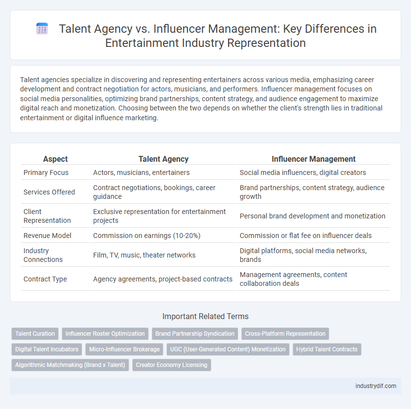 Talent Agency vs. Influencer Management: Key Differences in Entertainment Industry Representation