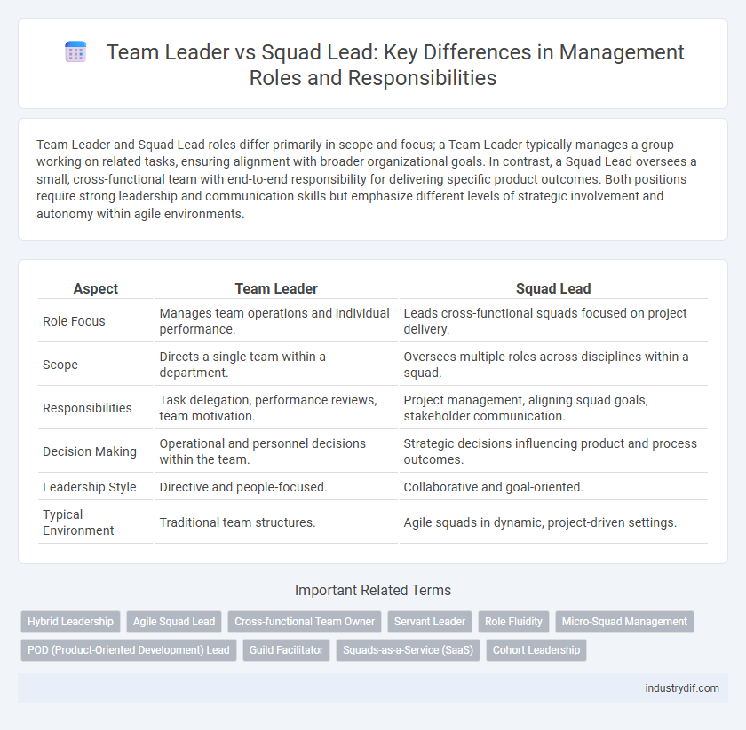Team Leader vs Squad Lead: Key Differences in Management Roles and Responsibilities