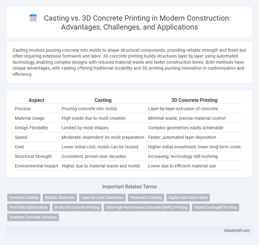 Casting vs. 3D Concrete Printing in Modern Construction: Advantages, Challenges, and Applications