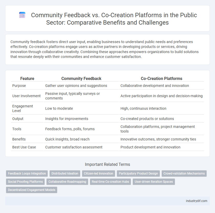 Community Feedback vs. Co-Creation Platforms in the Public Sector: Comparative Benefits and Challenges