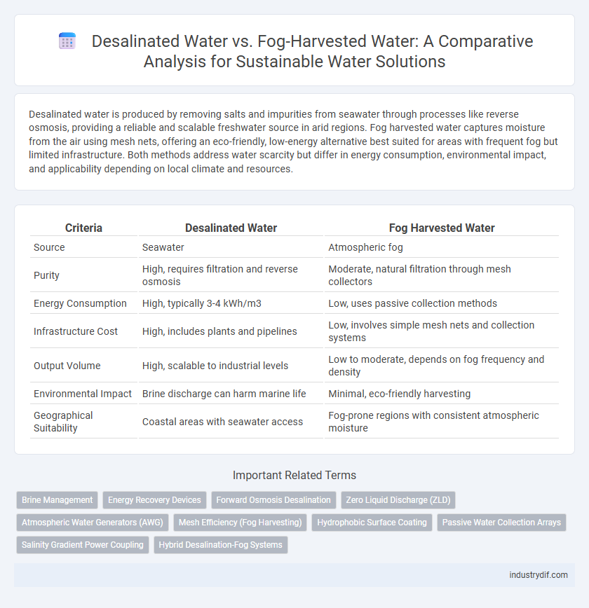 Desalinated Water vs. Fog-Harvested Water: A Comparative Analysis for Sustainable Water Solutions