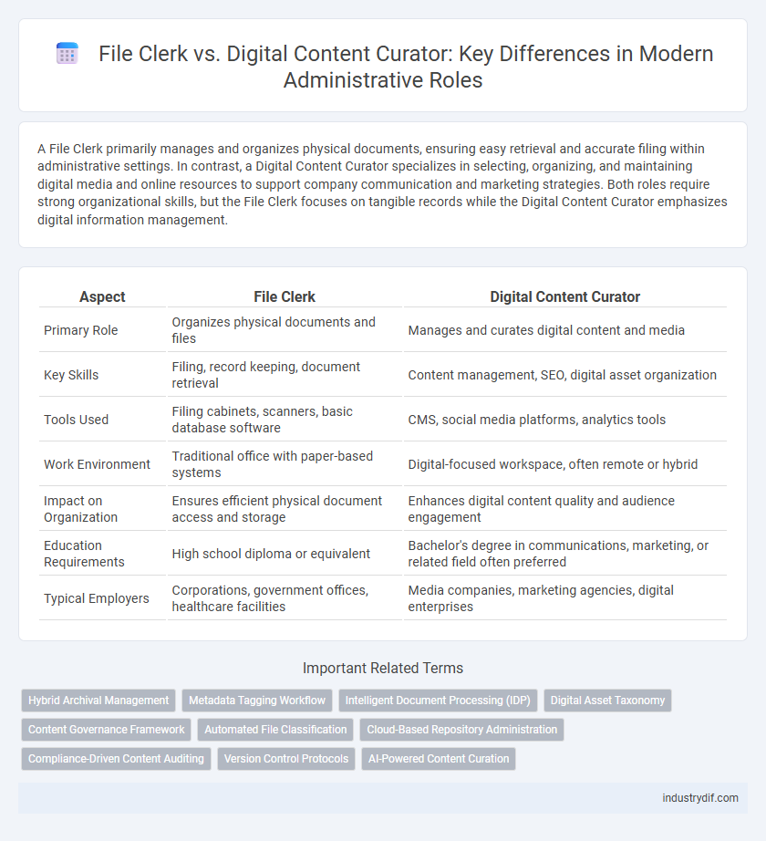 File Clerk vs. Digital Content Curator: Key Differences in Modern Administrative Roles