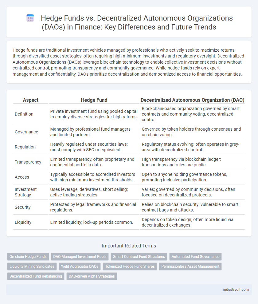 Hedge Funds vs. Decentralized Autonomous Organizations (DAOs) in Finance: Key Differences and Future Trends