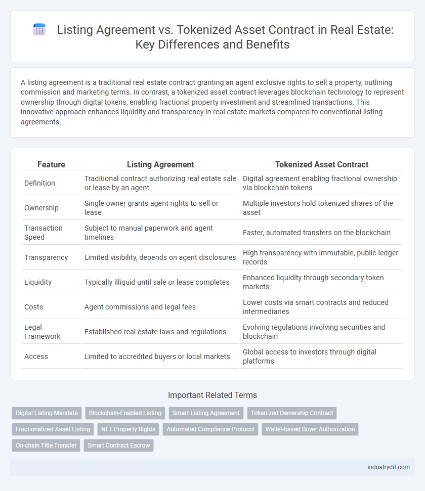 Listing Agreement vs. Tokenized Asset Contract in Real Estate: Key Differences and Benefits