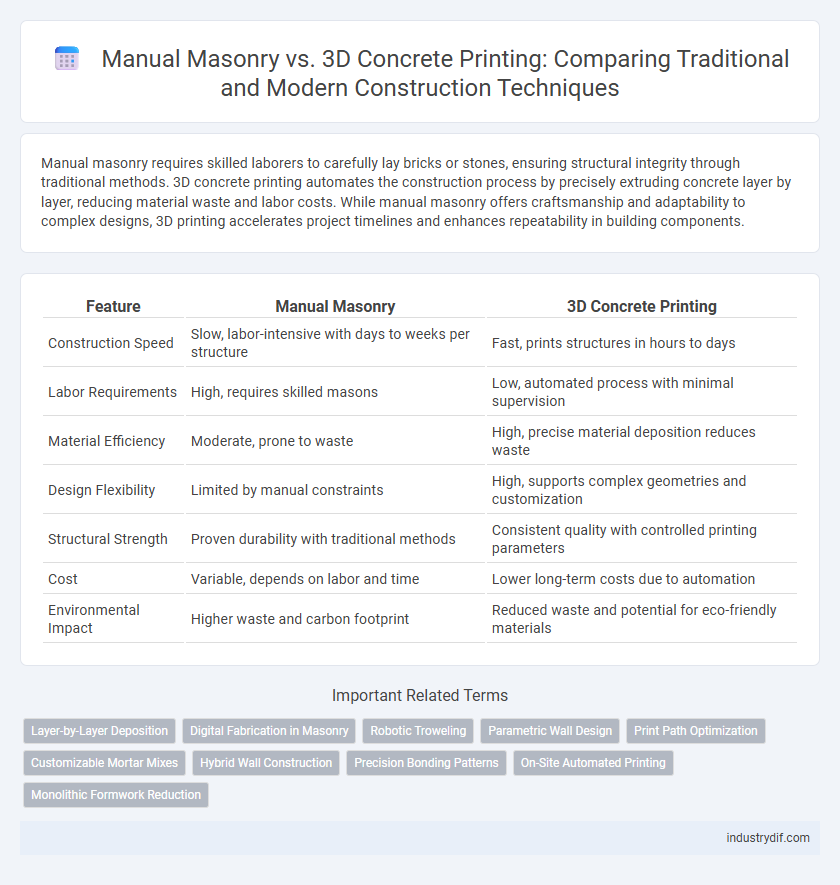 Manual Masonry vs. 3D Concrete Printing: Comparing Traditional and Modern Construction Techniques