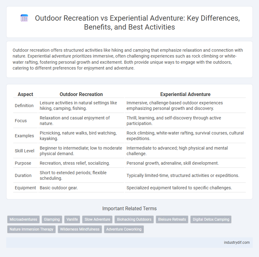 Outdoor Recreation vs Experiential Adventure: Key Differences, Benefits, and Best Activities