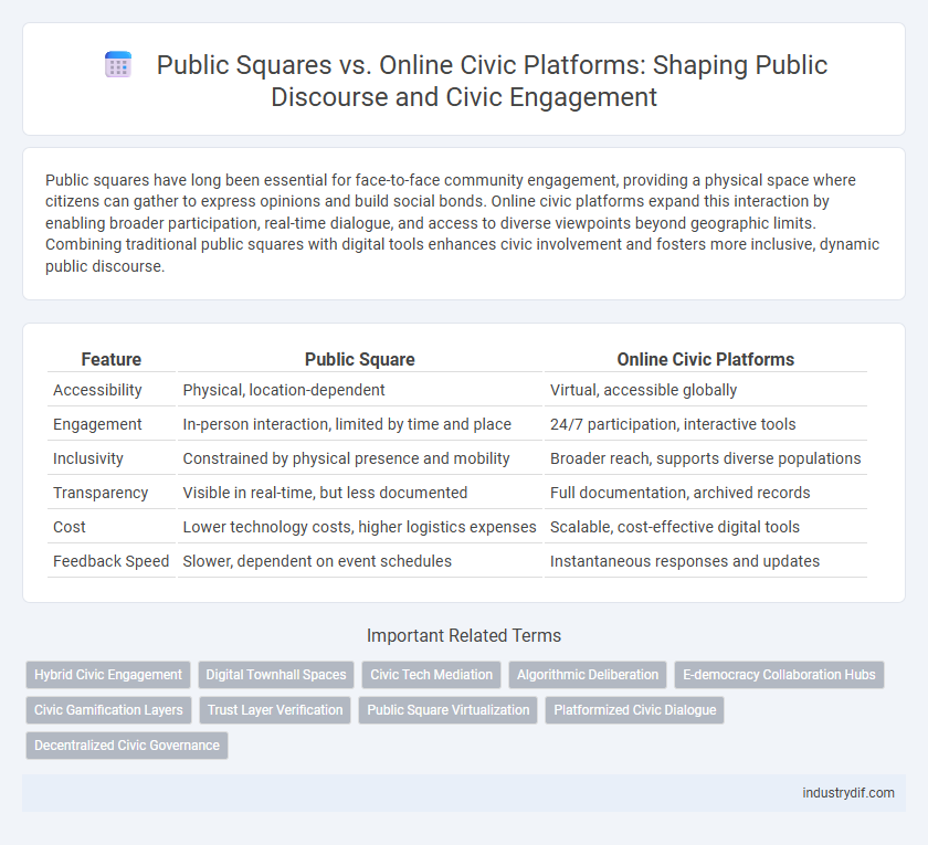 Public Squares vs. Online Civic Platforms: Shaping Public Discourse and Civic Engagement