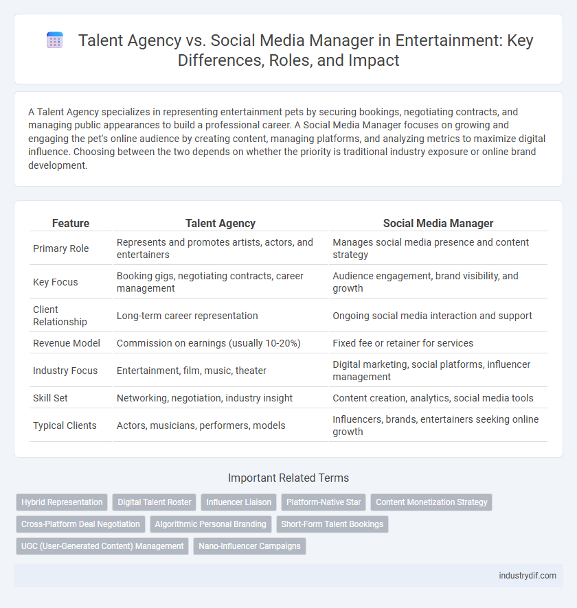 Talent Agency vs. Social Media Manager in Entertainment: Key Differences, Roles, and Impact