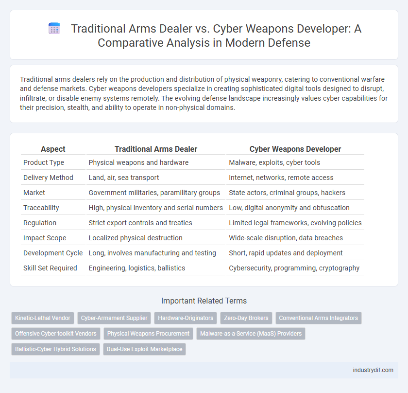 Traditional Arms Dealer vs. Cyber Weapons Developer: A Comparative Analysis in Modern Defense