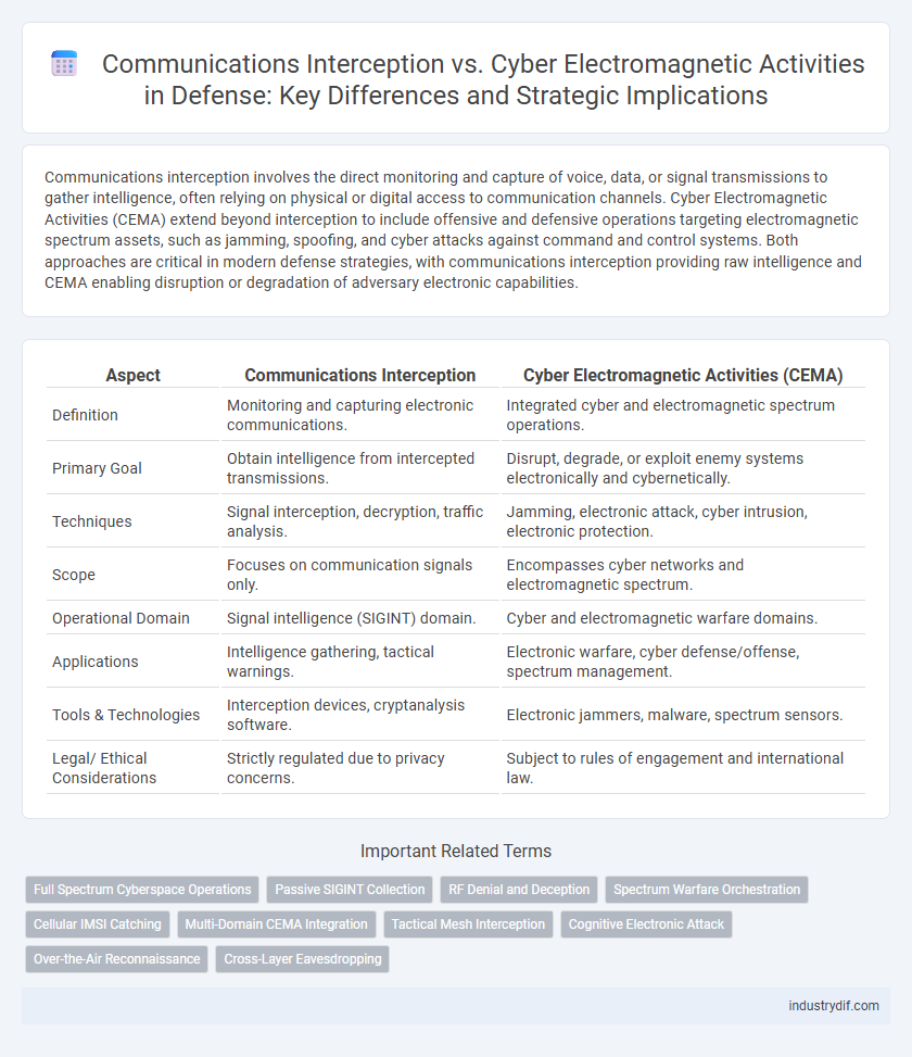 Communications Interception vs. Cyber Electromagnetic Activities in Defense: Key Differences and Strategic Implications