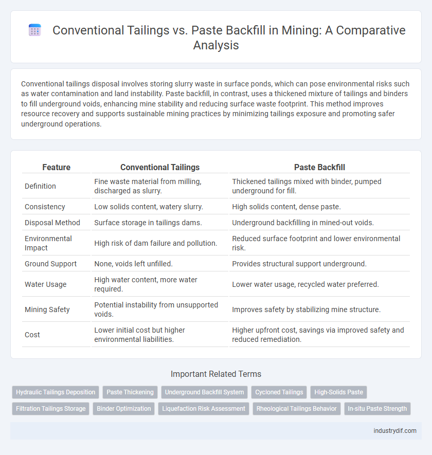 Conventional Tailings vs. Paste Backfill in Mining: A Comparative Analysis