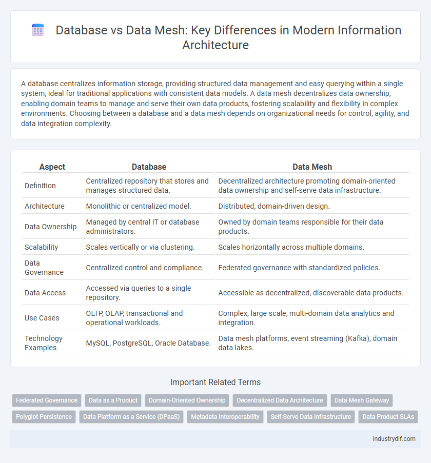 Database vs Data Mesh: Key Differences in Modern Information Architecture