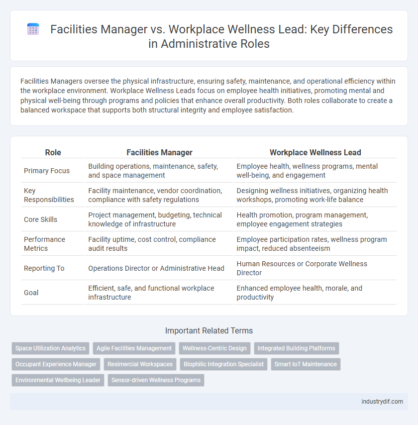 Facilities Manager vs. Workplace Wellness Lead: Key Differences in Administrative Roles