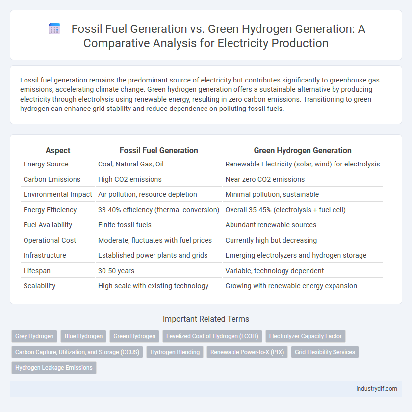 Fossil Fuel Generation vs. Green Hydrogen Generation: A Comparative Analysis for Electricity Production
