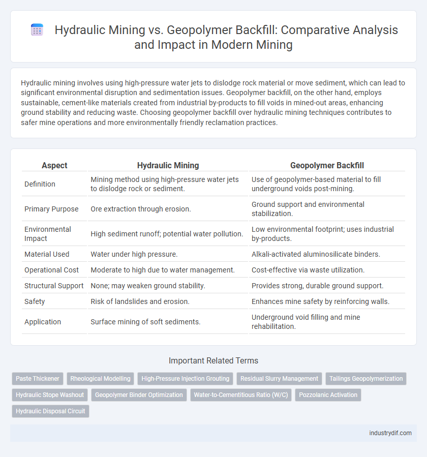 Hydraulic Mining vs. Geopolymer Backfill: Comparative Analysis and Impact in Modern Mining