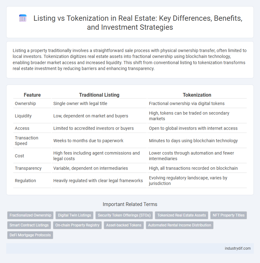 Listing vs Tokenization in Real Estate: Key Differences, Benefits, and Investment Strategies