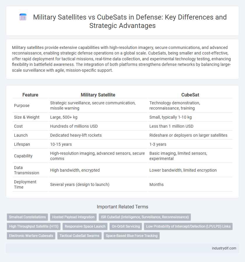 Military Satellites vs CubeSats in Defense: Key Differences and Strategic Advantages