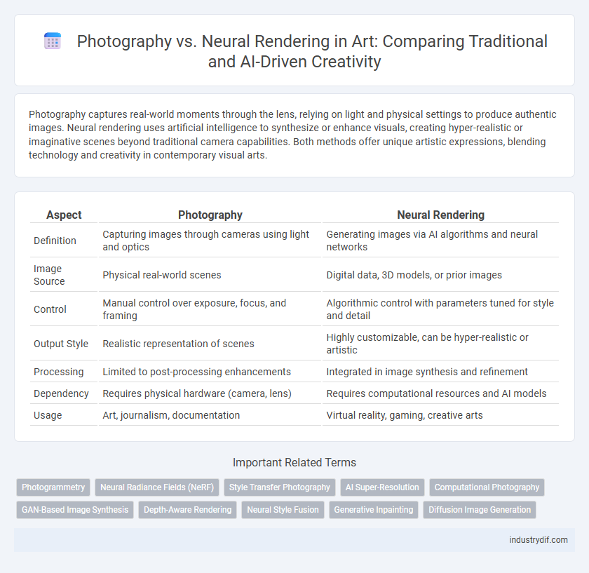 Photography vs. Neural Rendering in Art: Comparing Traditional and AI-Driven Creativity