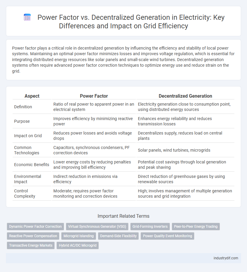 Power Factor vs. Decentralized Generation in Electricity: Key Differences and Impact on Grid Efficiency
