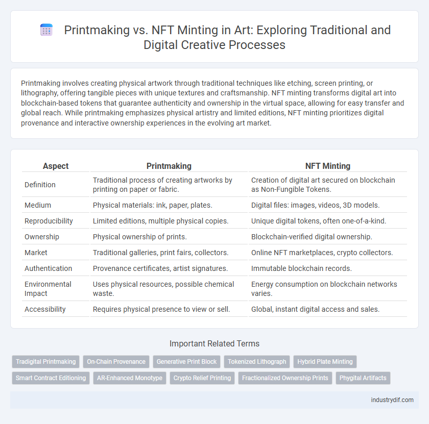Printmaking vs. NFT Minting in Art: Exploring Traditional and Digital Creative Processes