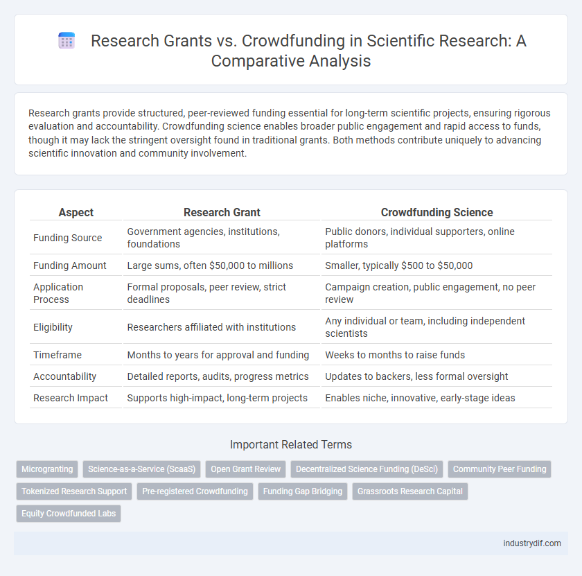 Research Grants vs. Crowdfunding in Scientific Research: A Comparative Analysis
