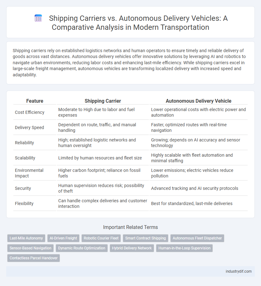 Shipping Carriers vs. Autonomous Delivery Vehicles: A Comparative Analysis in Modern Transportation