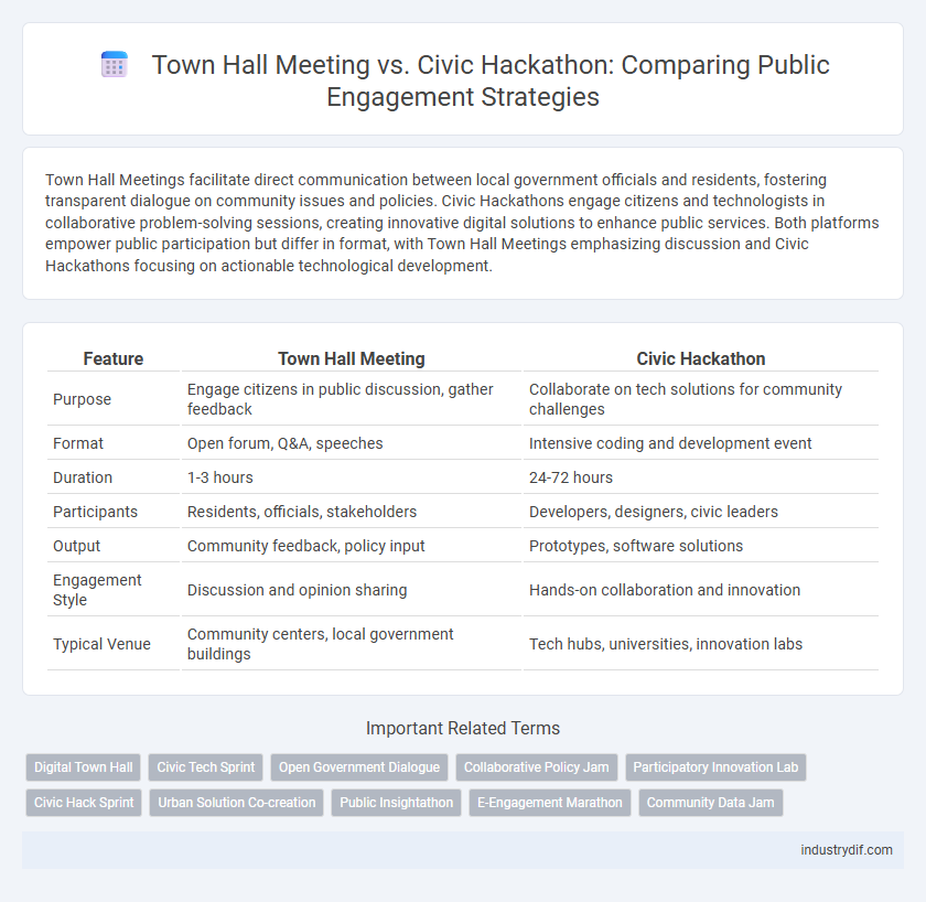 Town Hall Meeting vs. Civic Hackathon: Comparing Public Engagement Strategies