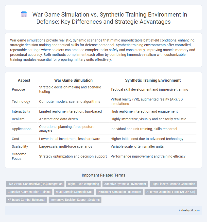 War Game Simulation vs. Synthetic Training Environment in Defense: Key Differences and Strategic Advantages