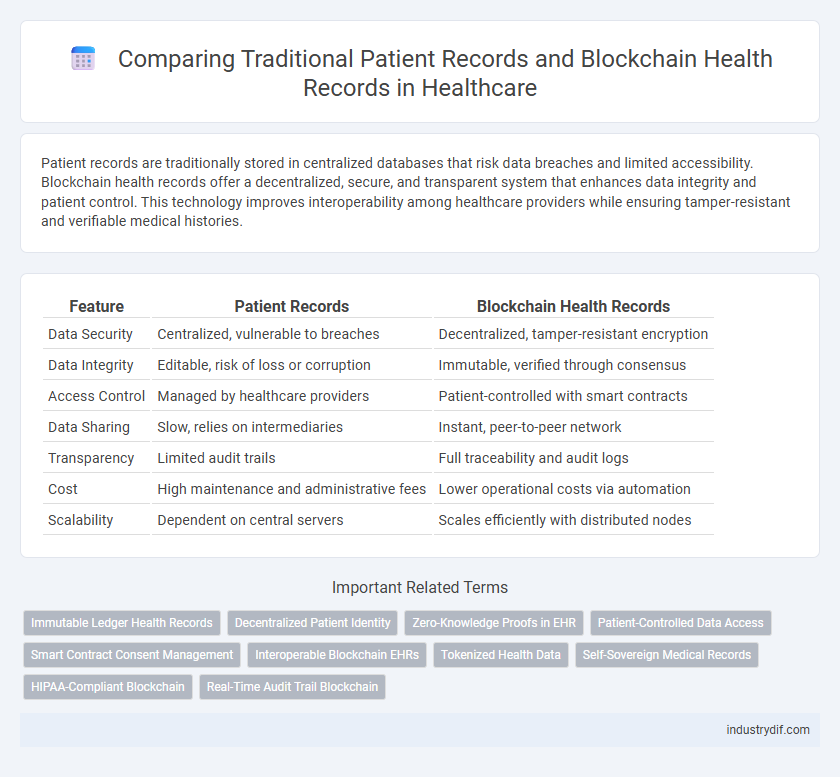 Comparing Traditional Patient Records and Blockchain Health Records in Healthcare