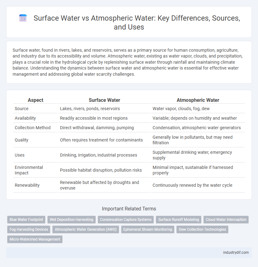 Surface Water vs Atmospheric Water: Key Differences, Sources, and Uses