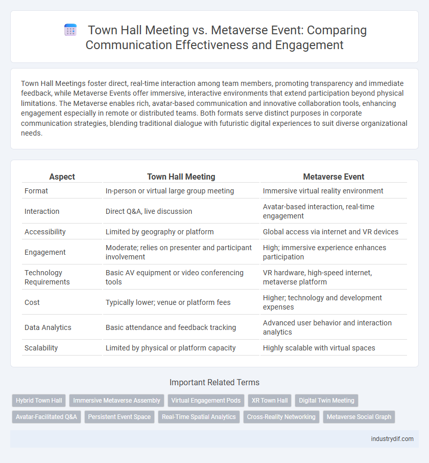 Town Hall Meeting vs. Metaverse Event: Comparing Communication Effectiveness and Engagement